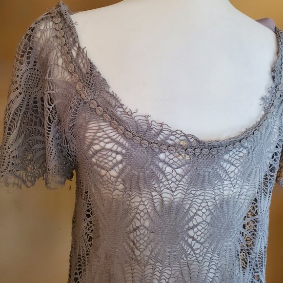 Purple Gray a'reve lace dress with bow - Picture 4 of 13